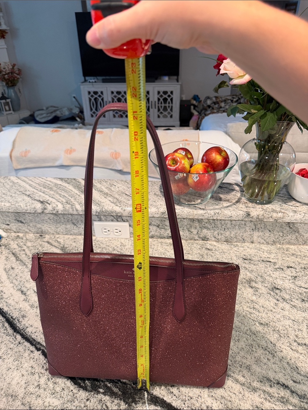 Kate Spade glitter tote in burgundy sparkle - Picture 13 of 14
